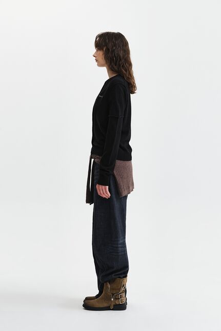 CASHMERE BLENDED CUTLINE ROUND CARDIGAN