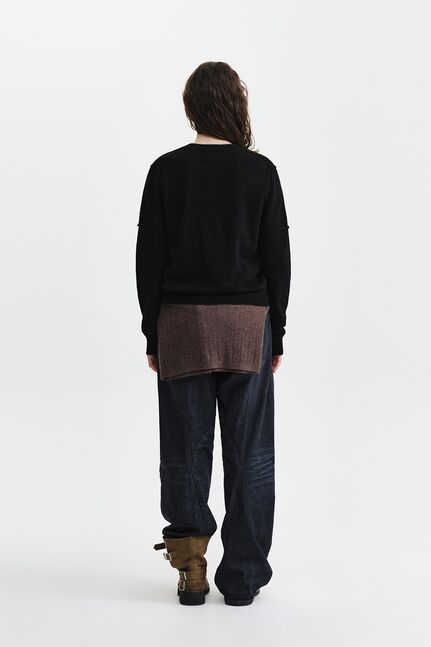 CASHMERE BLENDED CUTLINE ROUND CARDIGAN