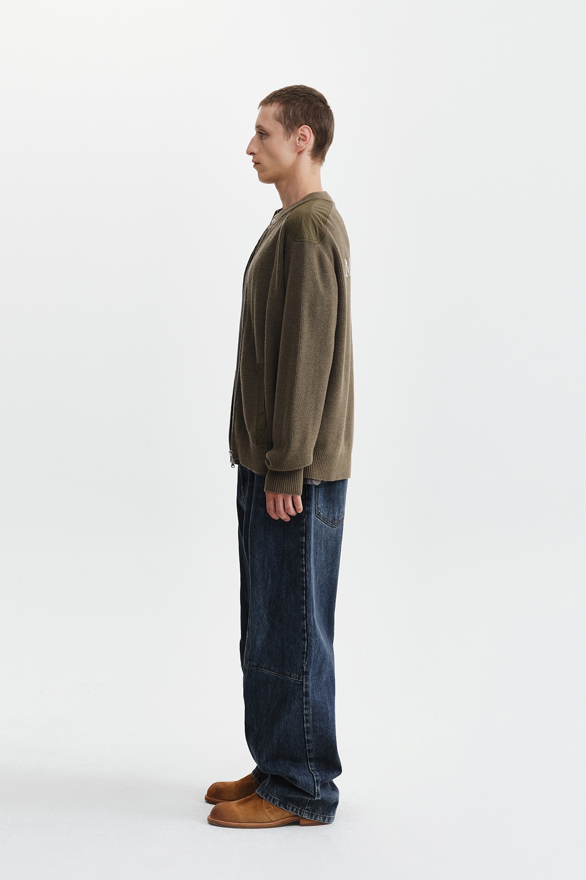 PATCH DETAIL KNIT ZIP UP FOR MEN