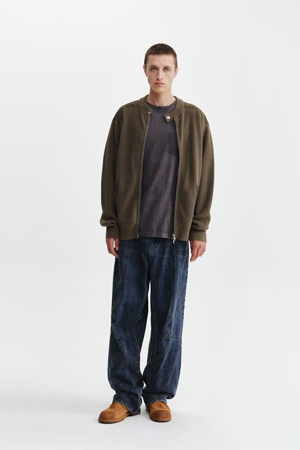 PATCH DETAIL KNIT ZIP UP FOR MEN