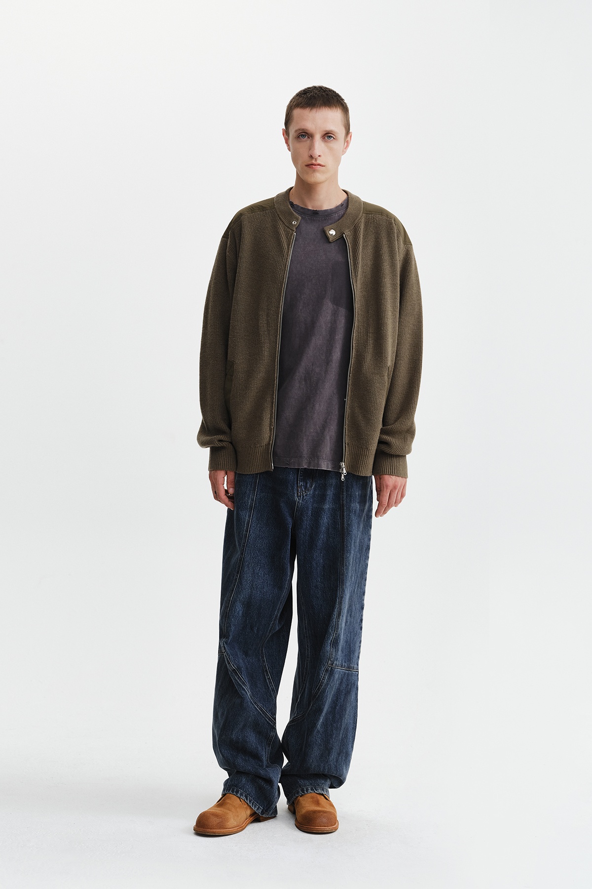 PATCH DETAIL KNIT ZIP UP FOR MEN