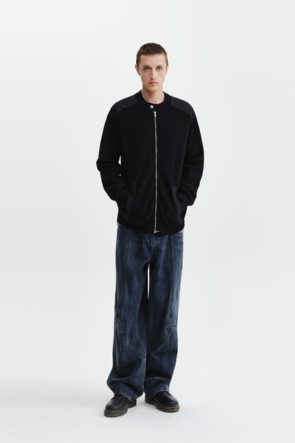 PATCH DETAIL KNIT ZIP UP FOR MEN