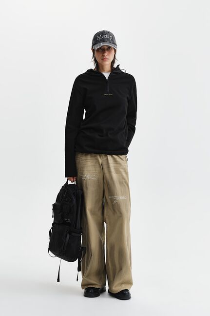 COLOR BLOCK HOODY QUARTER ZIP UP
