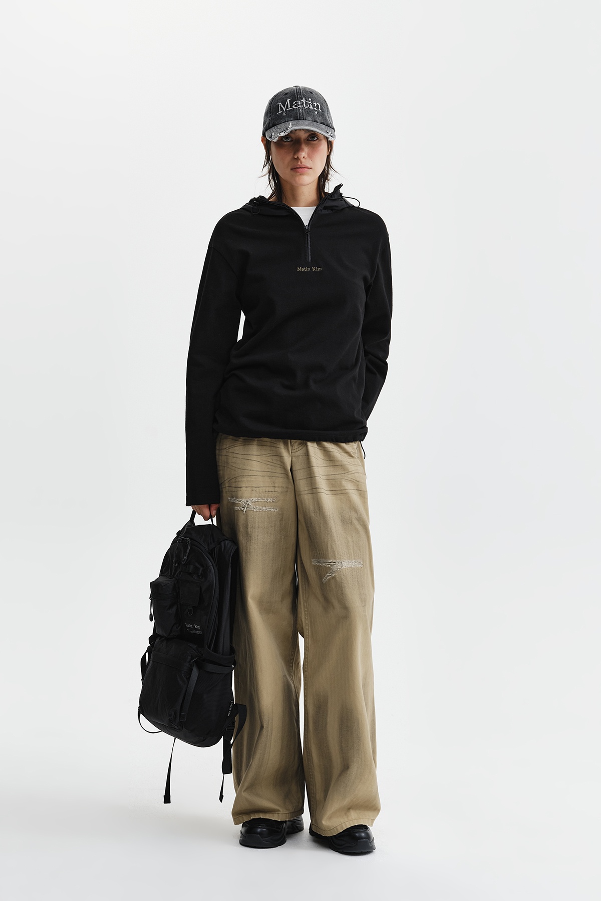 COLOR BLOCK HOODY QUARTER ZIP UP