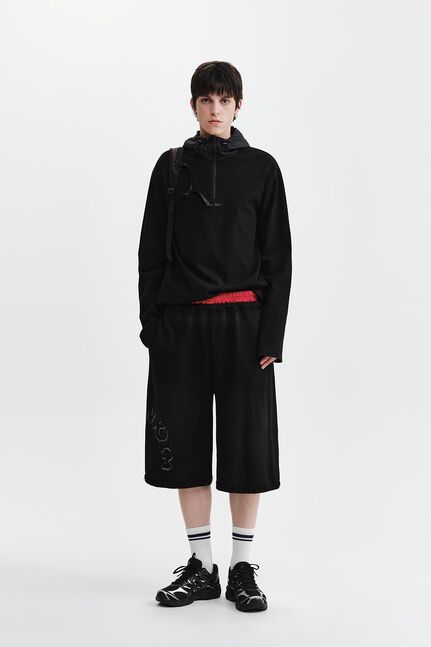 COLOR BLOCK HOODY QUARTER ZIP UP