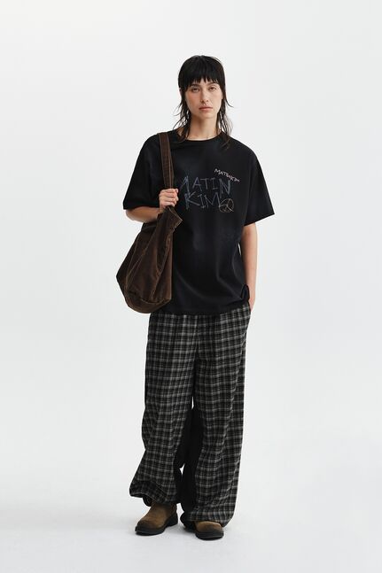 CHECK MIX JERSEY PANTS