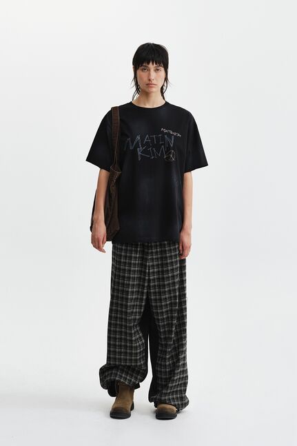 CHECK MIX JERSEY PANTS