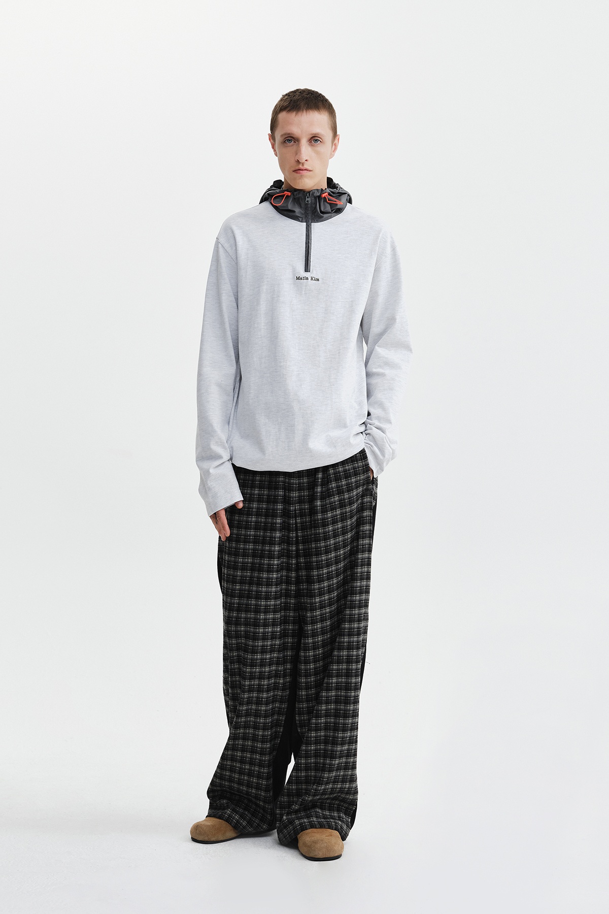 CHECK MIX JERSEY PANTS