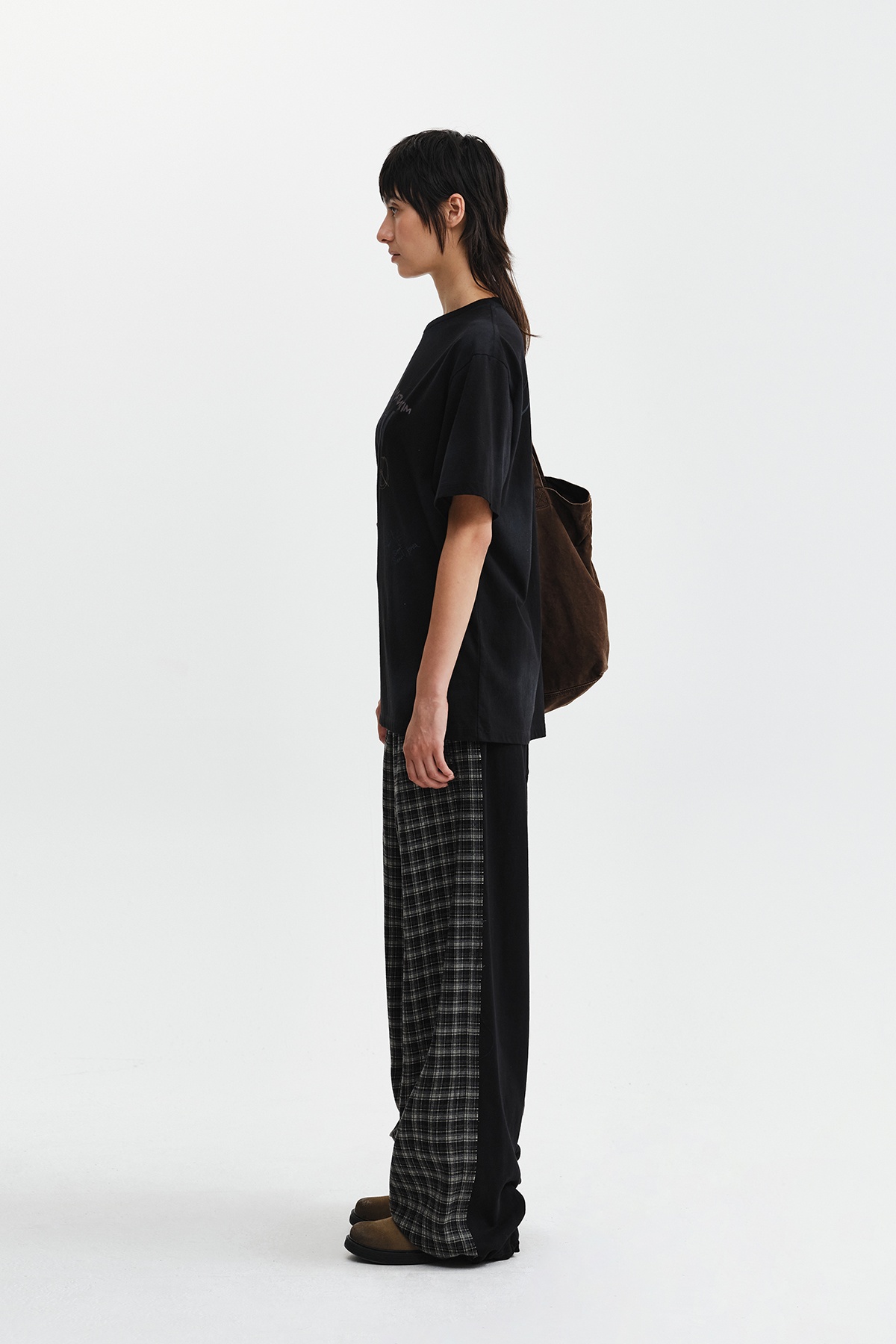 CHECK MIX JERSEY PANTS