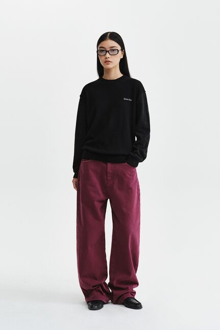 MATIN WAIST LOGO WIDE DENIM PANTS