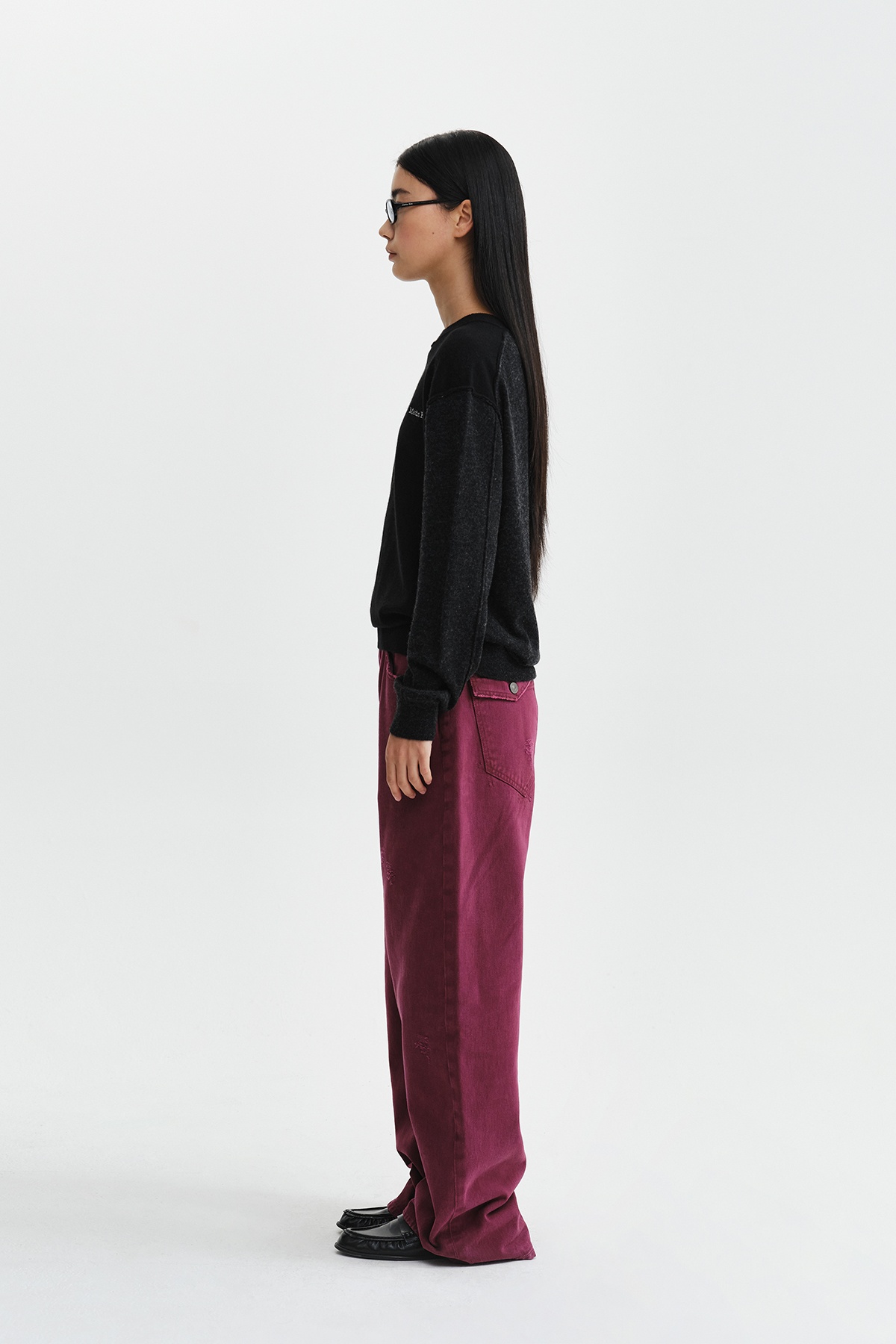 MATIN WAIST LOGO WIDE DENIM PANTS