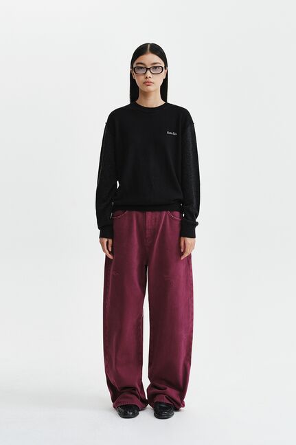 MATIN WAIST LOGO WIDE DENIM PANTS