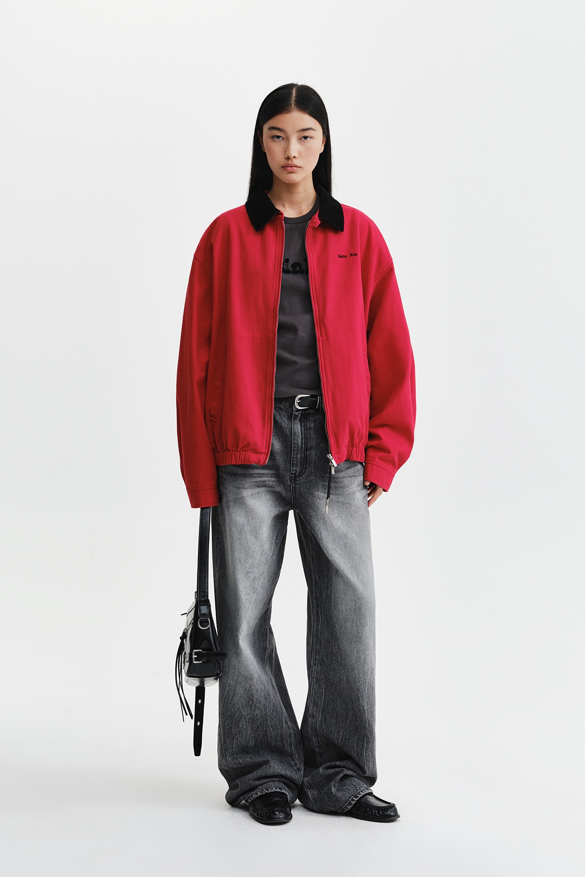 MATIN WAIST LOGO WIDE DENIM PANTS
