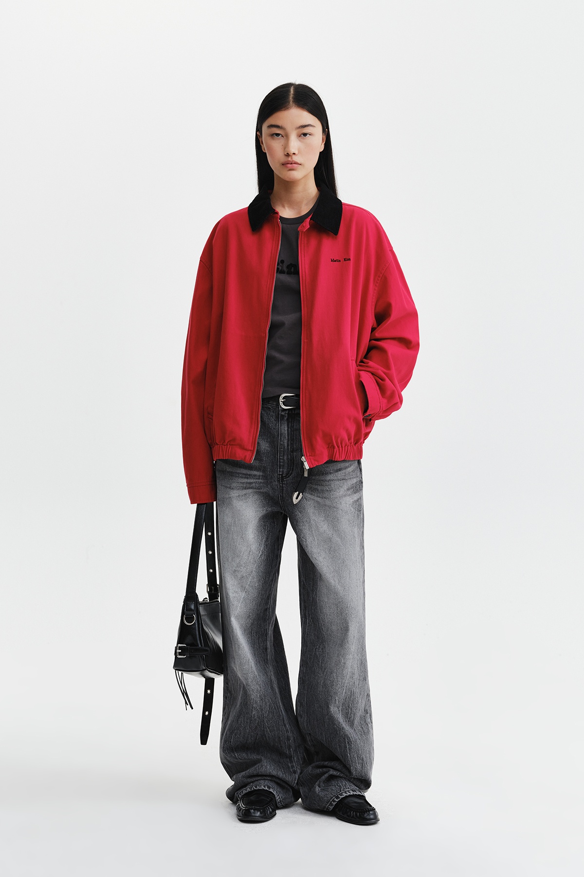 MATIN WAIST LOGO WIDE DENIM PANTS