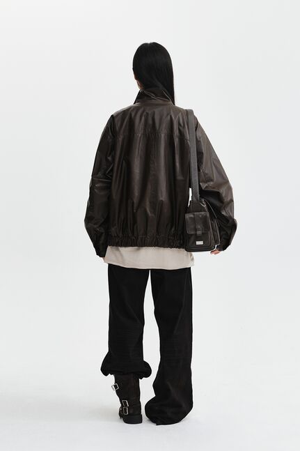DISTRESSED HERRINGBONE WIDE PANTS