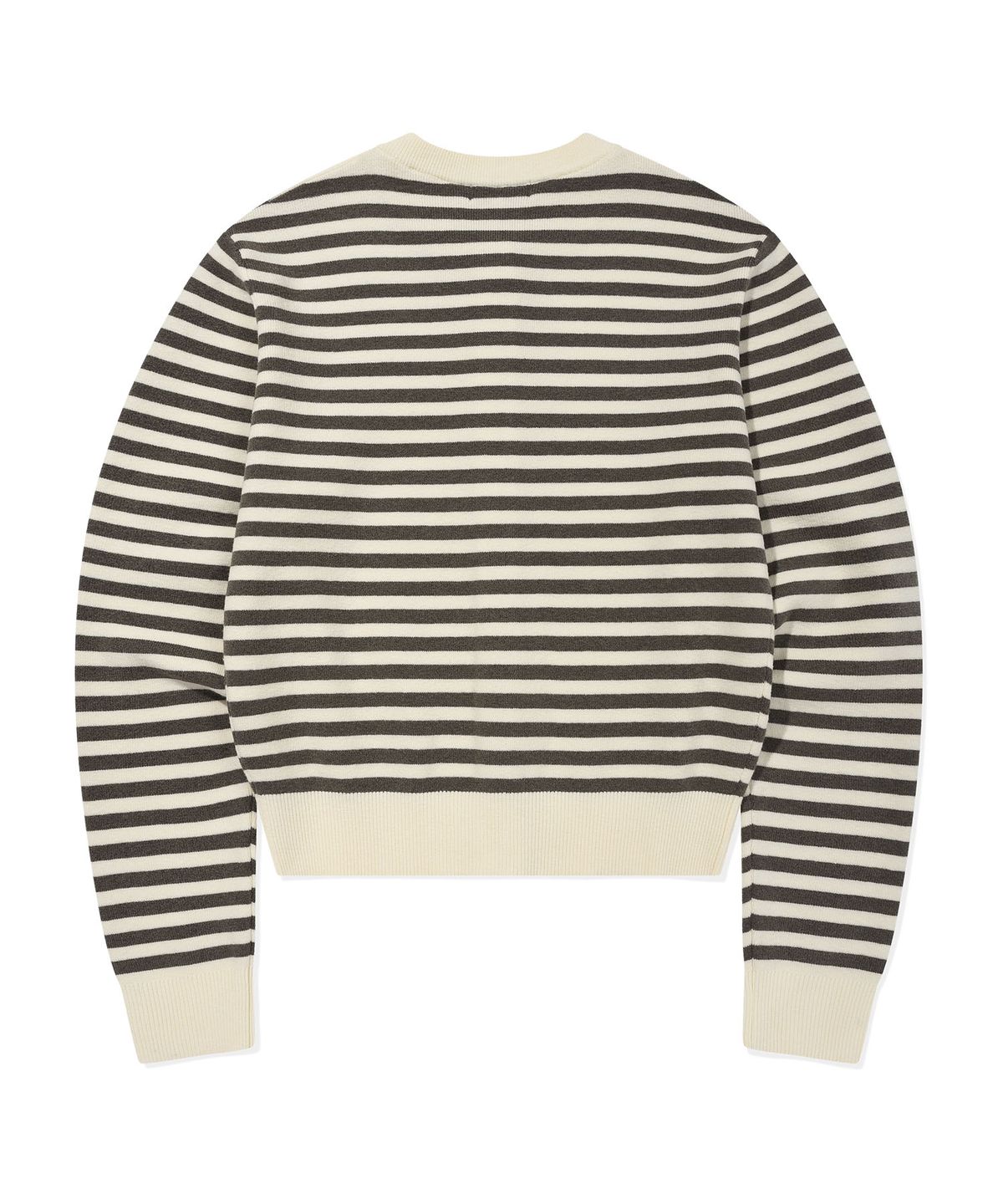 WOMEN'S STRIPE ROUND NECK CARDIGAN