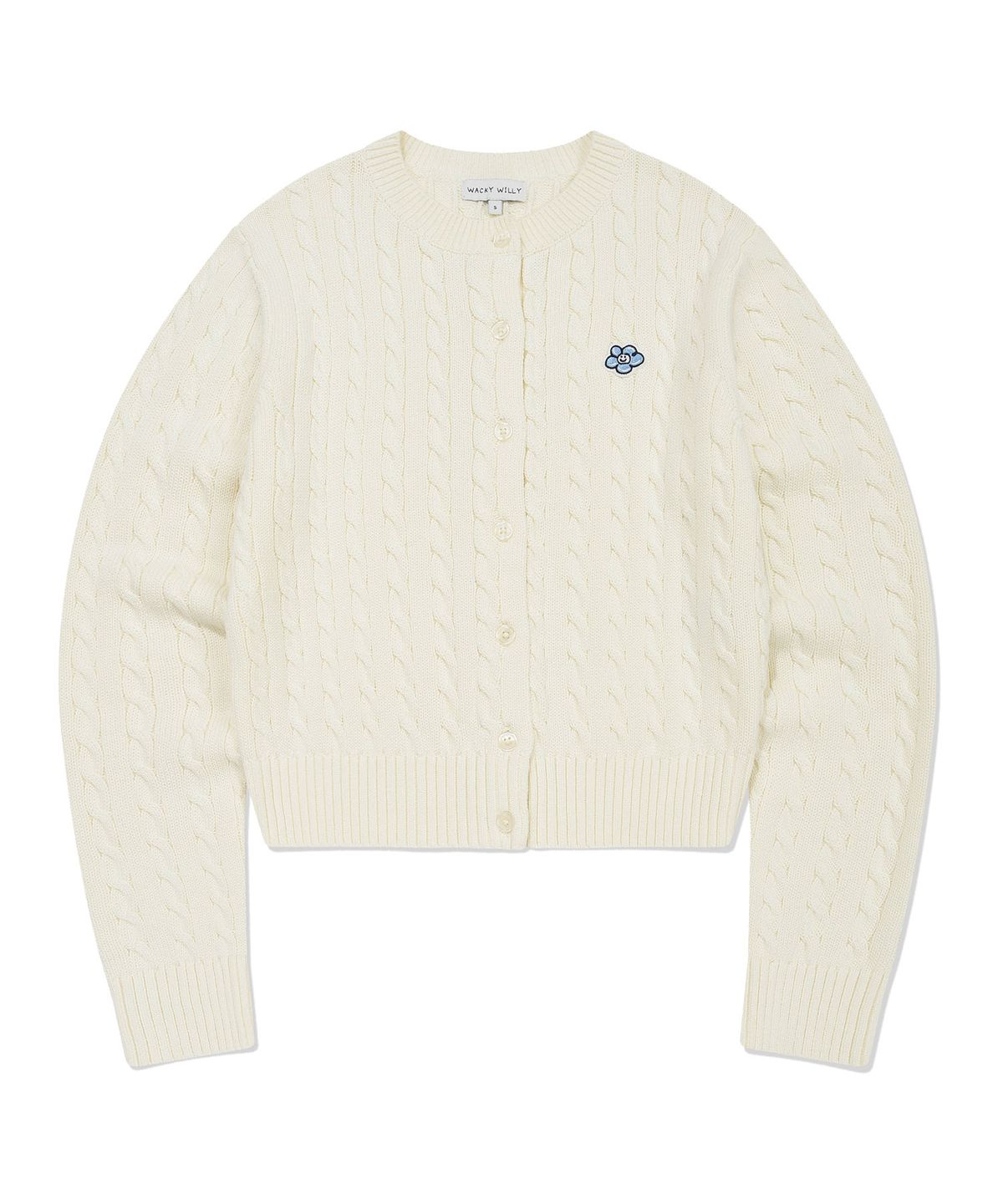 WOMEN ROUND NECK CABLE CARDIGAN