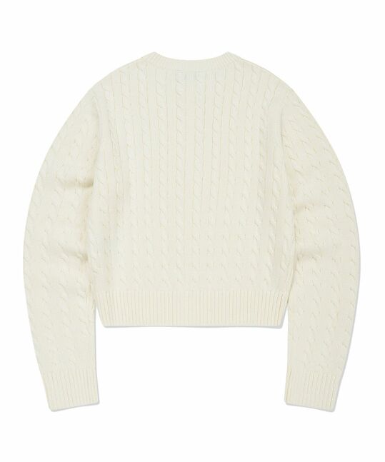 WOMEN ROUND NECK CABLE CARDIGAN