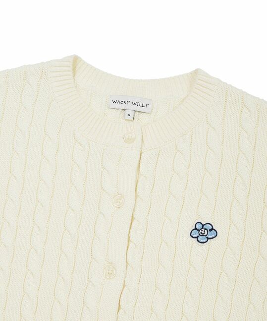 WOMEN ROUND NECK CABLE CARDIGAN