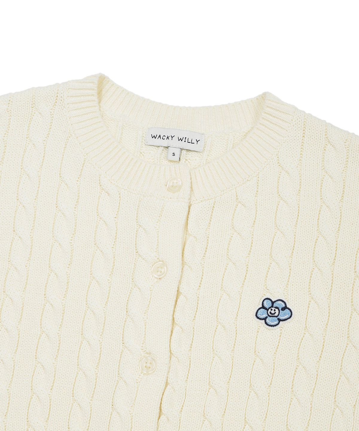 WOMEN ROUND NECK CABLE CARDIGAN
