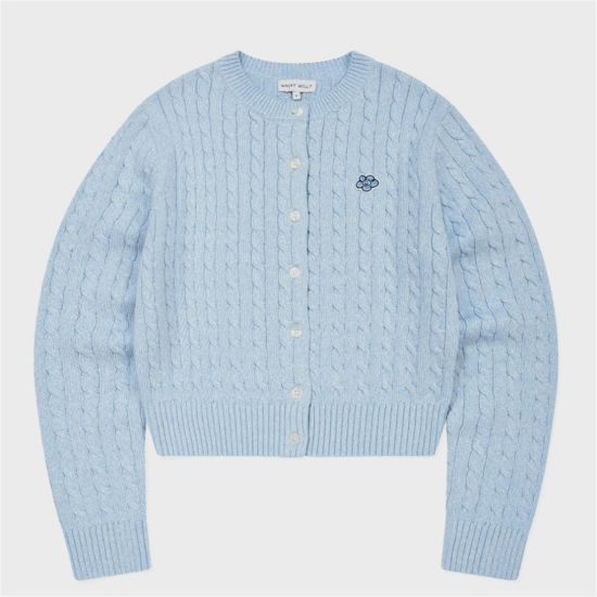 WOMEN ROUND NECK CABLE CARDIGAN