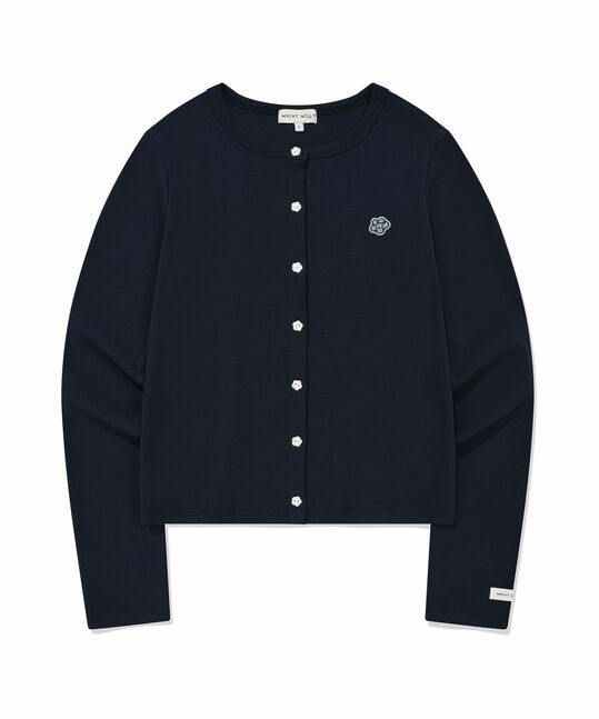 WOMEN'S BASIC COTTON ROUND NECK CARDIGAN