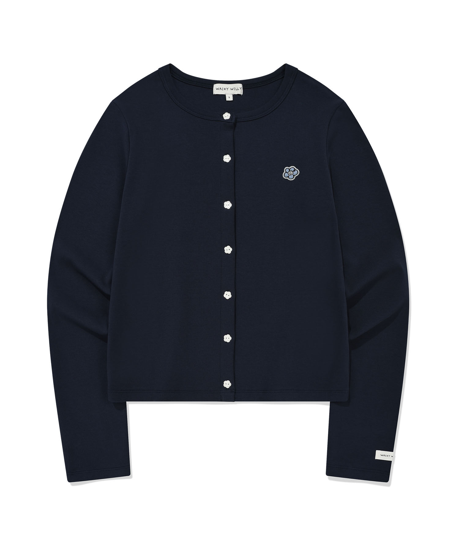 WOMEN'S BASIC COTTON ROUND NECK CARDIGAN