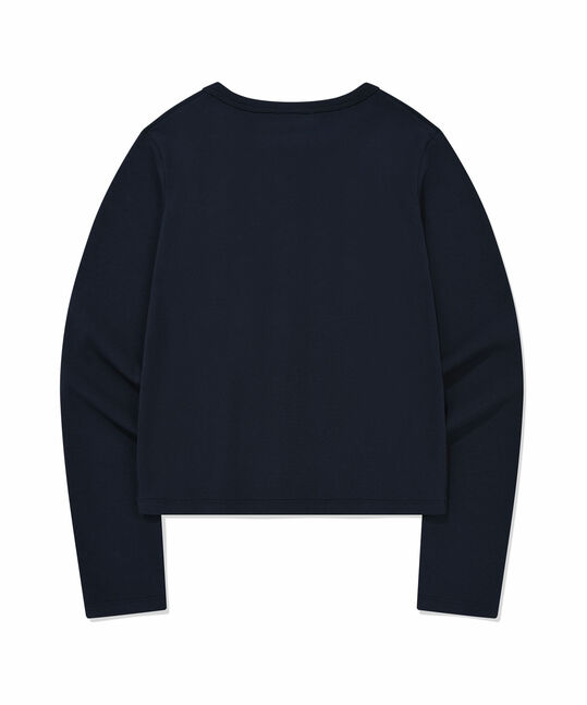 WOMEN'S BASIC COTTON ROUND NECK CARDIGAN