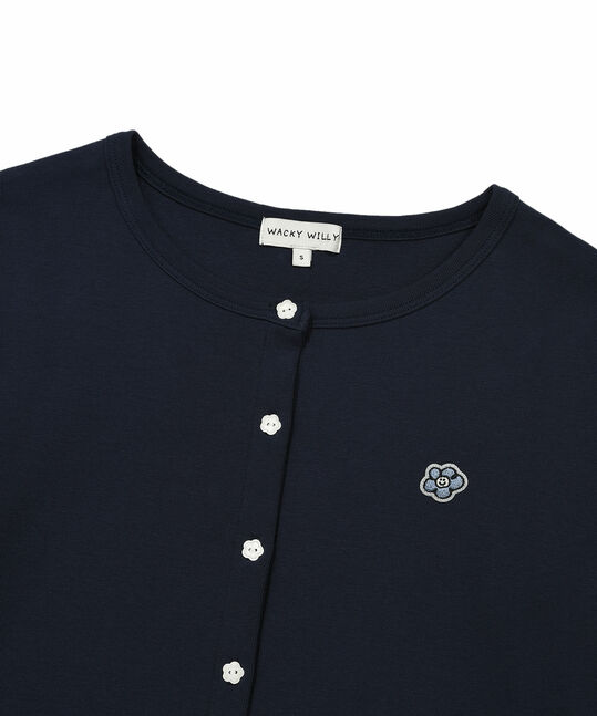 WOMEN'S BASIC COTTON ROUND NECK CARDIGAN