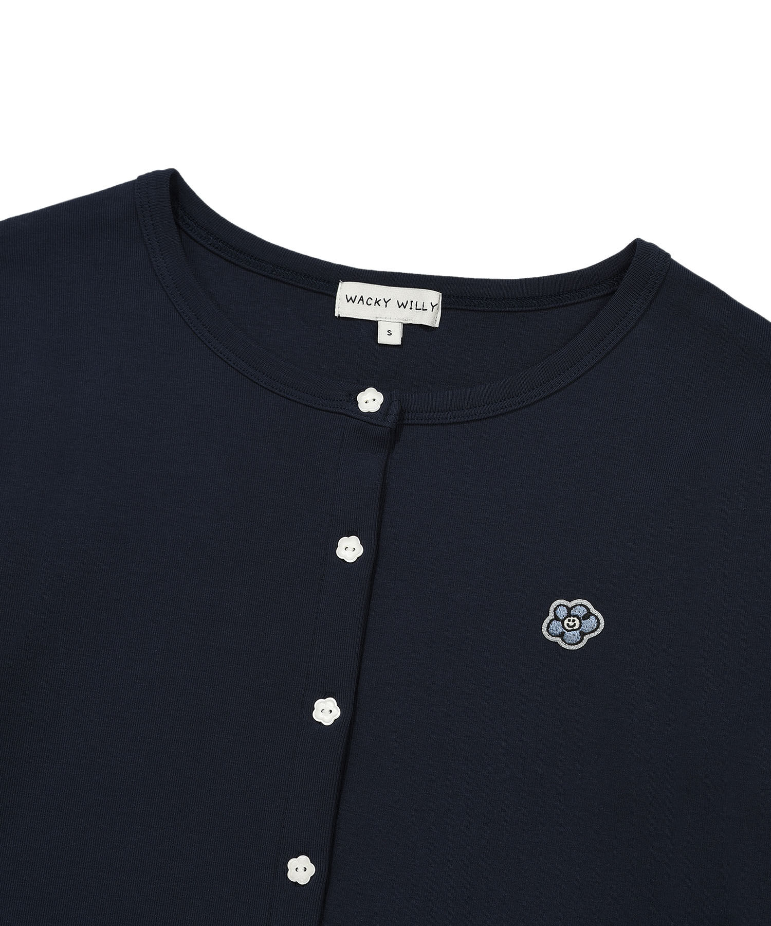 WOMEN'S BASIC COTTON ROUND NECK CARDIGAN