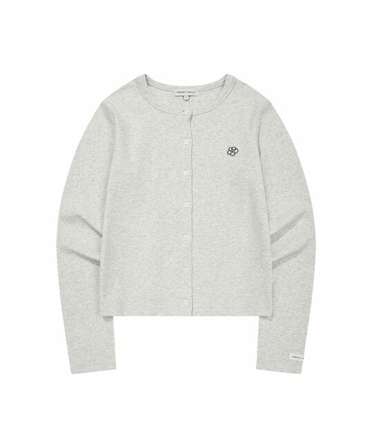 WOMEN'S BASIC COTTON ROUND NECK CARDIGAN