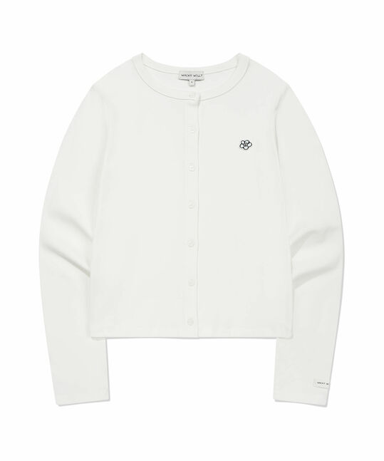 WOMEN'S BASIC COTTON ROUND NECK CARDIGAN