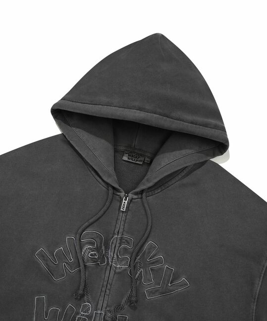 FRONT GRAPHIC PIGMENT HOODED ZIP-UP