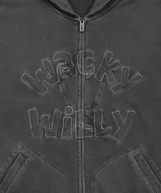 FRONT GRAPHIC PIGMENT HOODED ZIP-UP