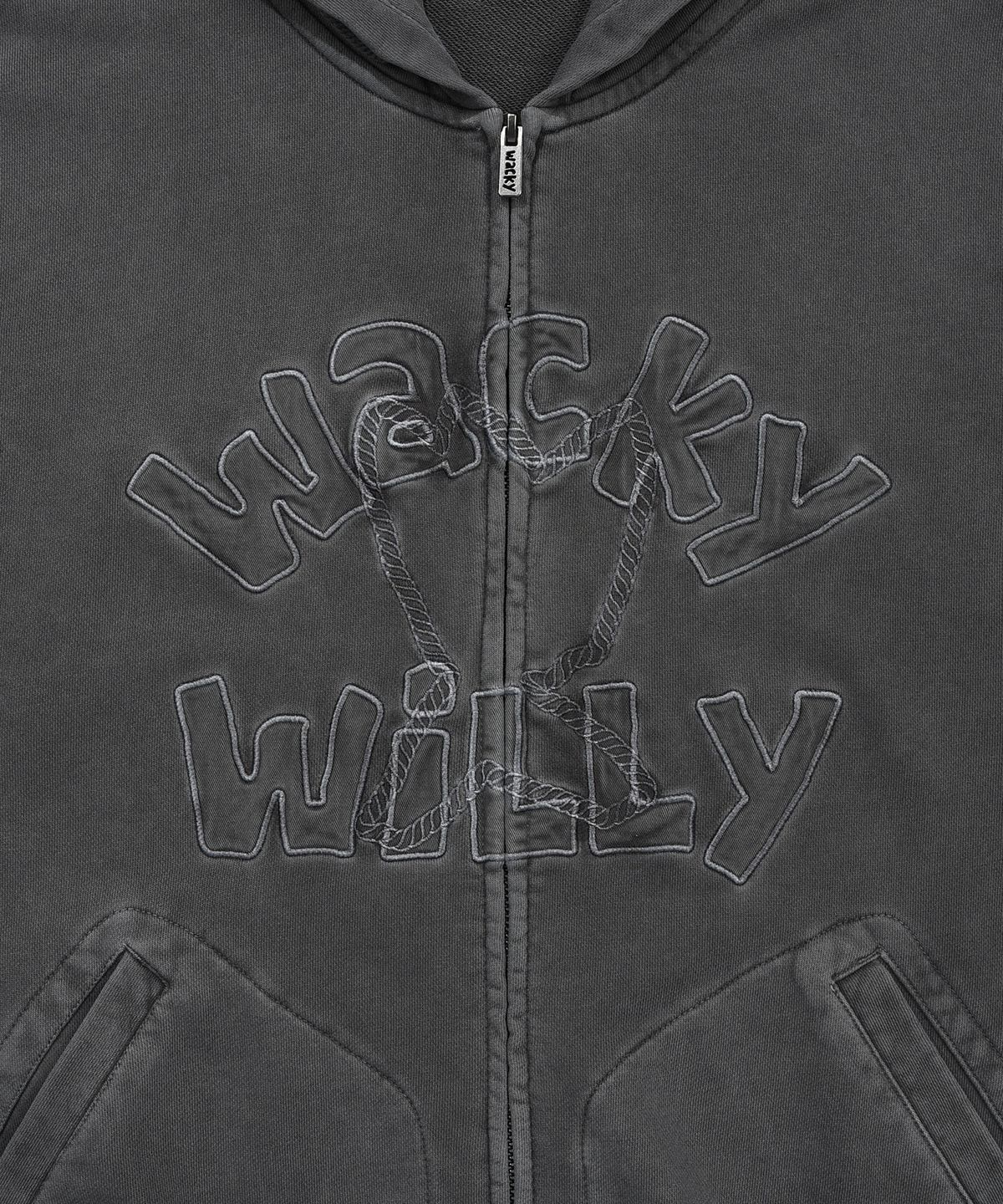 FRONT GRAPHIC PIGMENT HOODED ZIP-UP