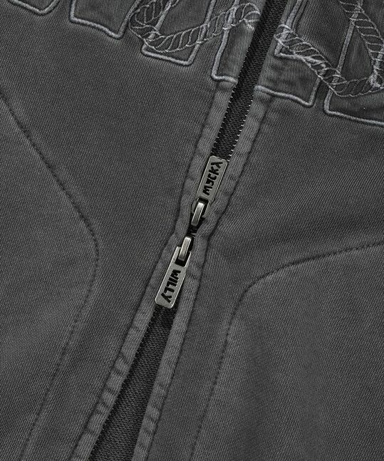 FRONT GRAPHIC PIGMENT HOODED ZIP-UP