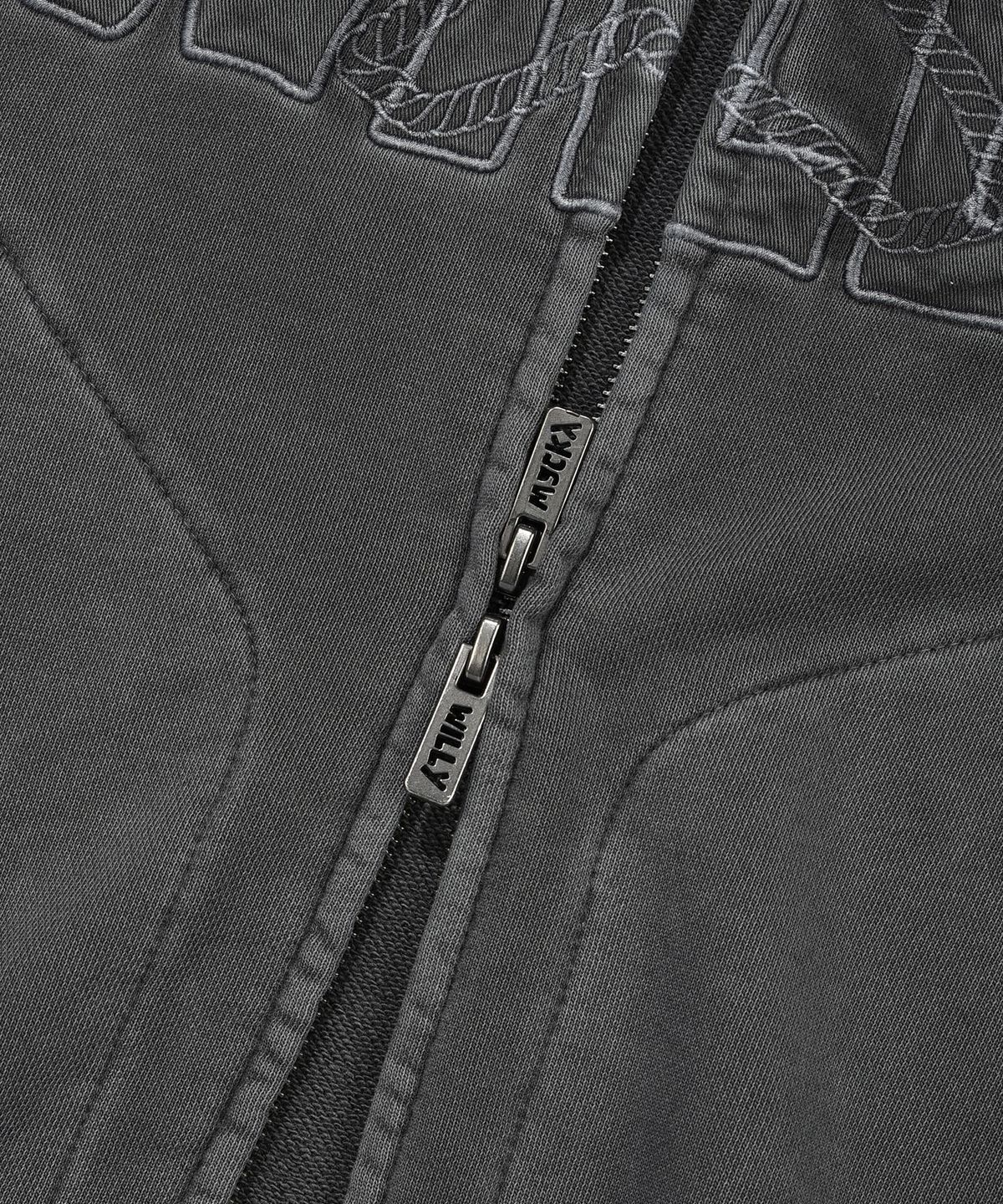 FRONT GRAPHIC PIGMENT HOODED ZIP-UP