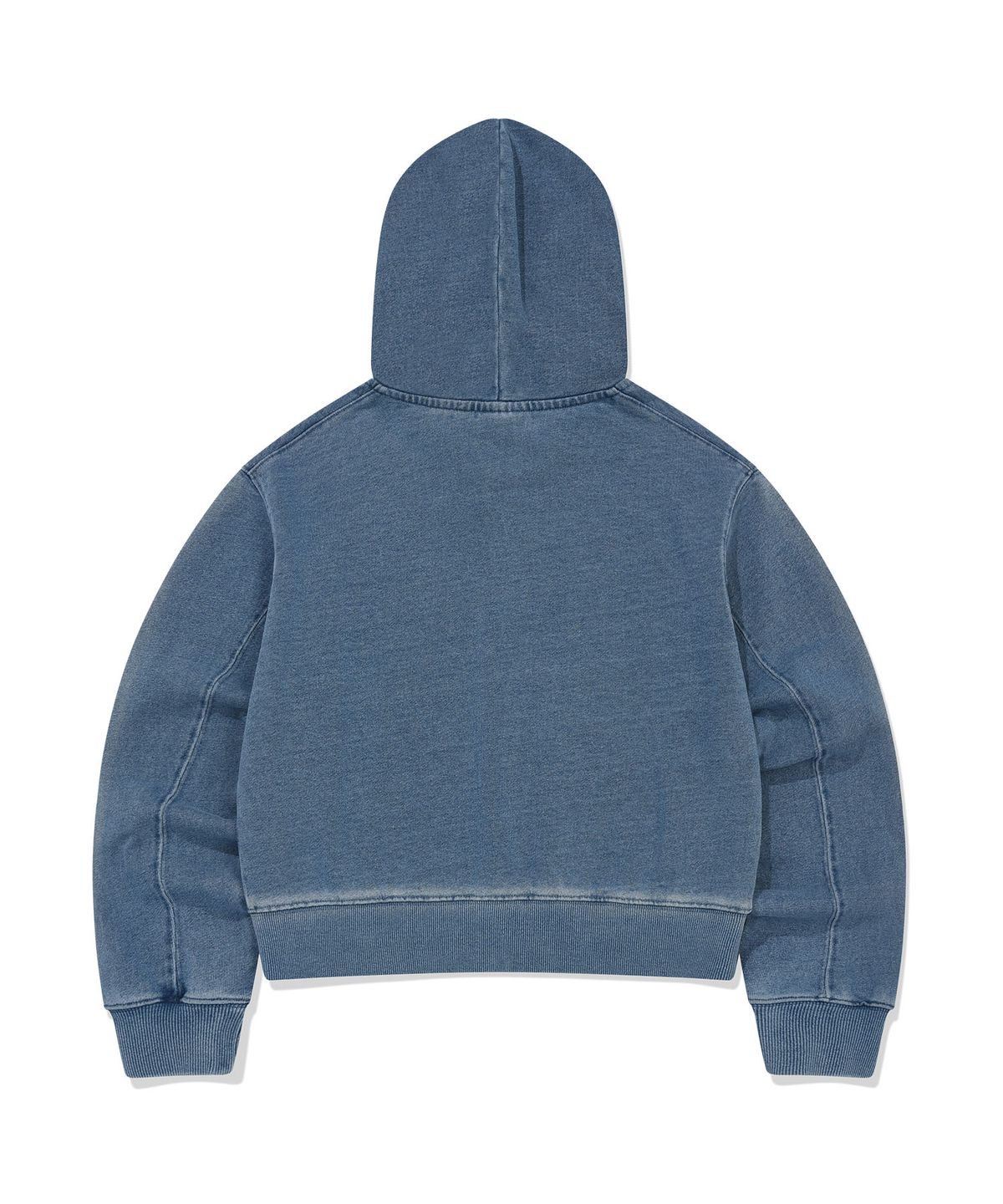 WOMEN'S DENIM WASHING CROPPED HOODIE ZIP-UP
