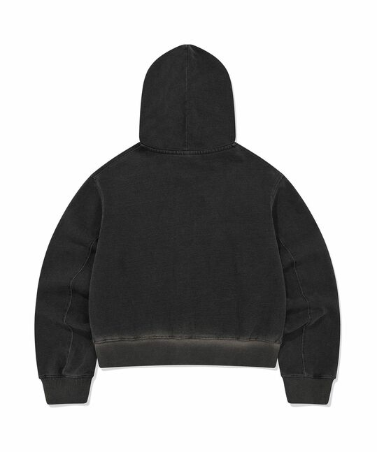 WOMEN'S DENIM WASHING CROPPED HOODIE ZIP-UP