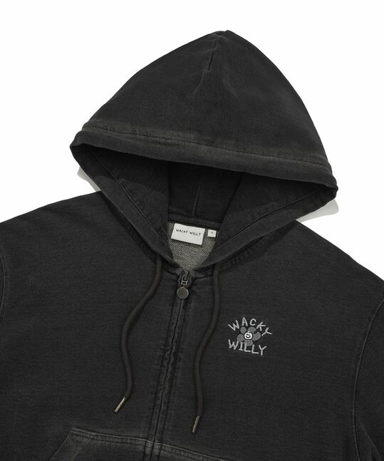 WOMEN'S DENIM WASHING CROPPED HOODIE ZIP-UP