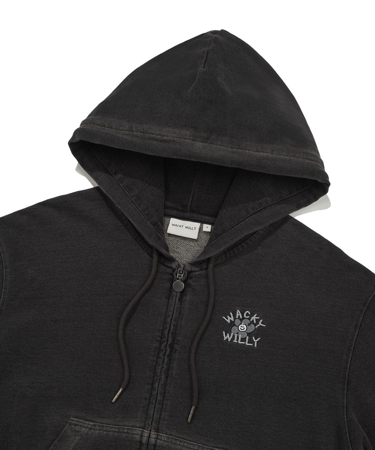 WOMEN'S DENIM WASHING CROPPED HOODIE ZIP-UP