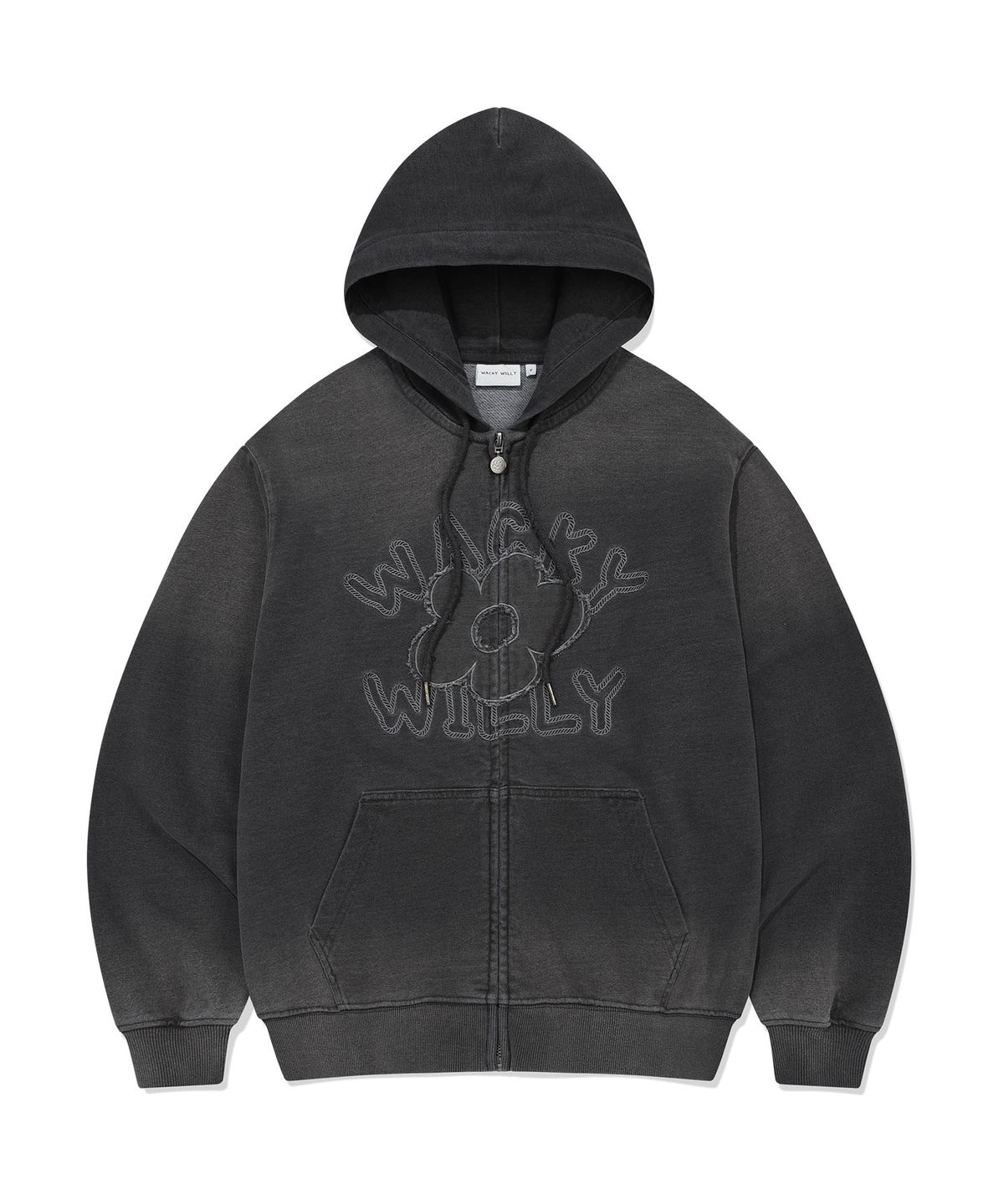 WOMEN'S BIG LILY LOGO DENIM WASHING OVERFIT HOODIE ZIP-UP