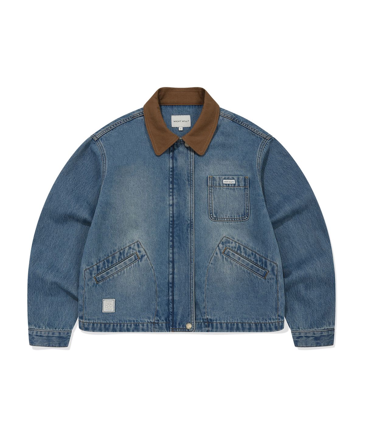 WOMEN'S COLOR-BLOCK COLLAR DENIM WORK JACKET