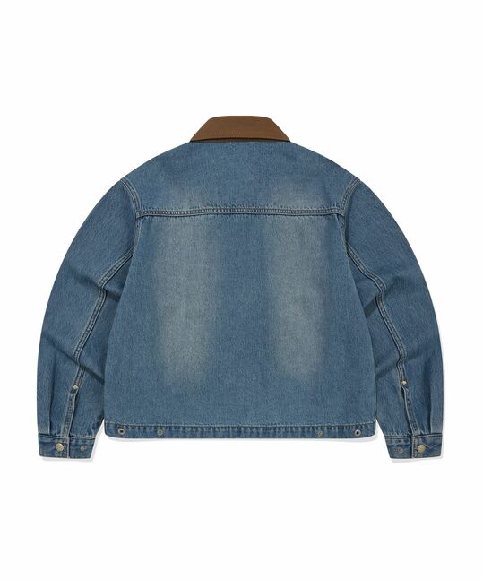 WOMEN'S COLOR-BLOCK COLLAR DENIM WORK JACKET