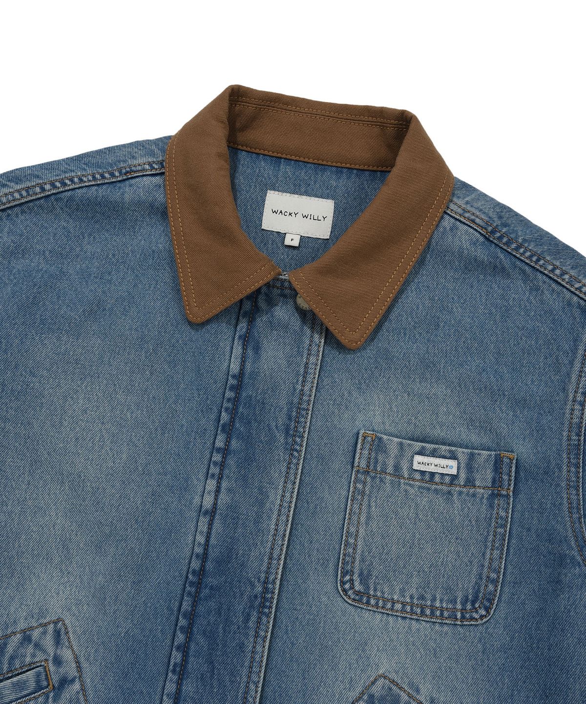 WOMEN'S COLOR-BLOCK COLLAR DENIM WORK JACKET