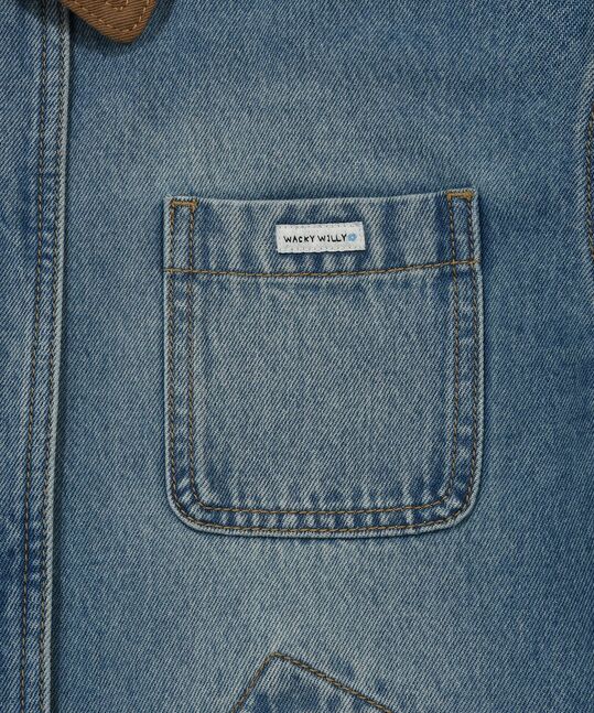 WOMEN'S COLOR-BLOCK COLLAR DENIM WORK JACKET