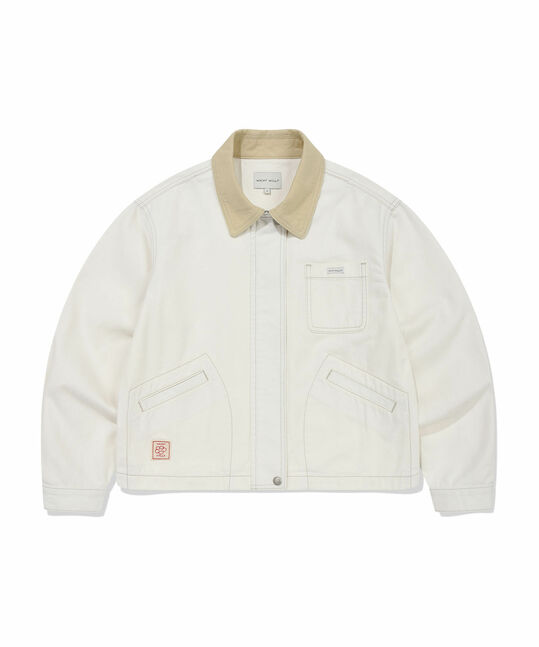 WOMEN'S COLOR-BLOCK COLLAR DENIM WORK JACKET