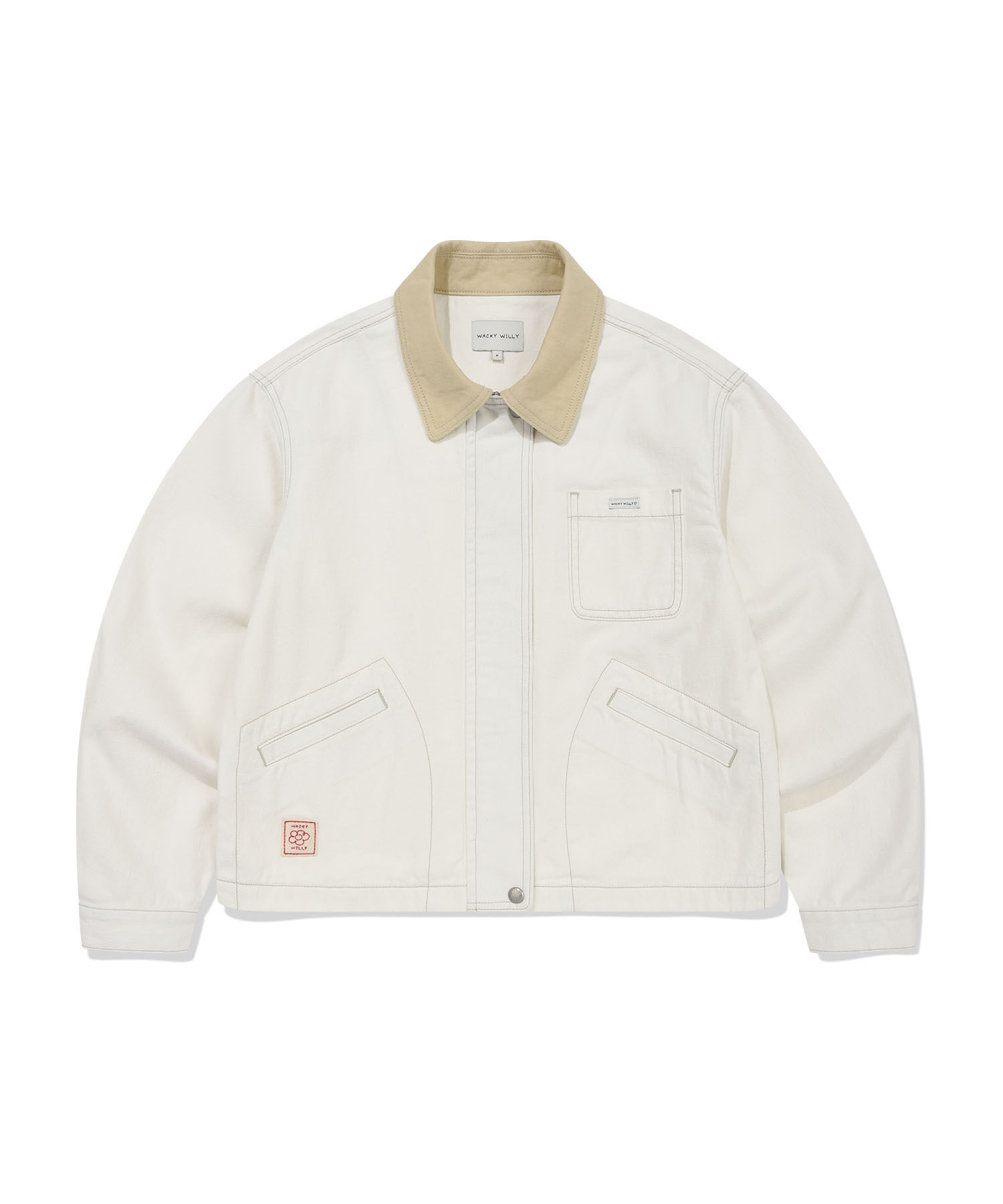 WOMEN'S COLOR-BLOCK COLLAR DENIM WORK JACKET
