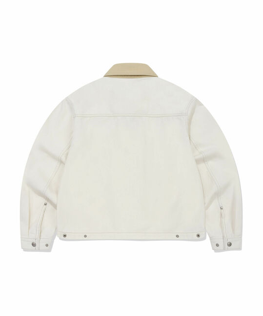 WOMEN'S COLOR-BLOCK COLLAR DENIM WORK JACKET