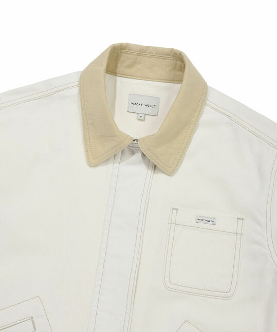 WOMEN'S COLOR-BLOCK COLLAR DENIM WORK JACKET